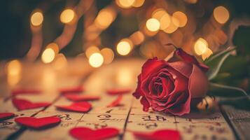 ai generado san valentin día - calendario fecha con Rosa y corazones decoración foto