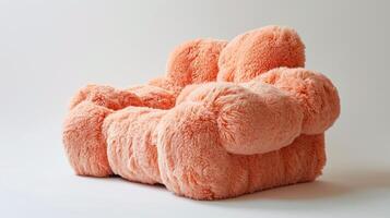 AI generated Fuzzy plush chair in peach fuzz color of the year 2024 photo