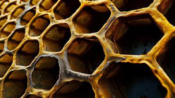 AI generated A close up of a honeycomb pattern made up of hexagons and other hexagons photo