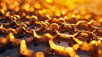 AI generated A close up of a honeycomb pattern made up of hexagons and other hexagons photo