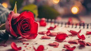 ai generado san valentin día - calendario fecha con Rosa y corazones decoración foto