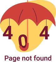 Open umbrella with 404 error. Illustration for the site Page not found. Vector illustration