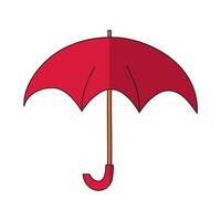 Illustration of a red contour umbrella. An isolated object. Rain protection. Vector illustration