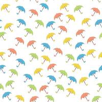 Seamless pattern of multi-colored umbrellas. Chaotic location. Bright colors vector