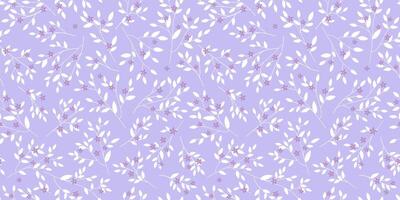 Seamless pattern with delicate branches with leaves and flowers. Floral decorative abstract blossom print. Vector graphics.