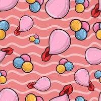 Bubble Gum Seamless Pattern in Cartoon Style. Perfect For Background, Backdrop, Wallpaper and Cover Packaging. vector