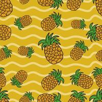 Pineapple Fruit Seamless Pattern in Cartoon Style. Perfect For Background, Backdrop, Wallpaper and Cover Packaging. vector