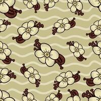 Vanilla Flower Seamless Pattern in Cartoon Style. Perfect For Background, Backdrop, Wallpaper and Cover Packaging. vector