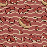 Chestnut Seamless Pattern in Cartoon Style. Perfect For Background, Backdrop, Wallpaper and Cover Packaging. vector