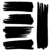 Set of ink brush strokes, brushes, lines, black paint, grungy. hand drawn graphic element isolated on white background. vector illustration.