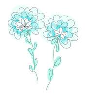 Silhouette element of line art collection background of flower. vector