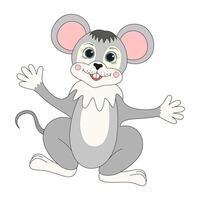 Funny cute mouse cartoon style. Childrens illustration. Vector illustration for design and decoration.