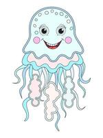 Cartoon jellyfish, vector illustration. Cute ocean animal. isolated on white background.