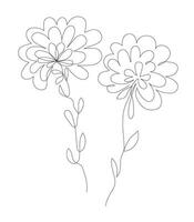 Spring flower. Continuous line drawing. Vector illustration.