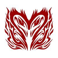 Red coloured tribal design in the shape of a love or heart. Perfect for valentine themed stickers, tattoos, social media elements, etc. vector