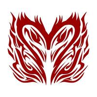 Red coloured tribal design in the shape of a love or heart. Perfect for valentine themed stickers, tattoos, social media elements, etc. vector