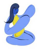 Flat design illustration of a female character sitting cross-legged vector