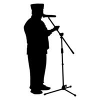 Silhouette of a person giving a speech or lecture. Perfect for stickers, tattoos, logos, banner elements, banners, icons vector