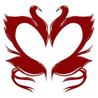Swan love or heart design in red colour with valentine theme. Perfect for photocall, social media, background, wallpaper, greeting card. vector