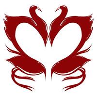 cisne amor o corazón diseño en rojo color con enamorado tema. Perfecto para sesión fotográfica, social medios de comunicación, fondo, fondo de pantalla, saludo tarjeta. vector