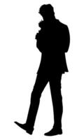 Silhouette of a man smelling a flower. Perfect for stickers, tattoos, logos, banner elements, banners, icons vector