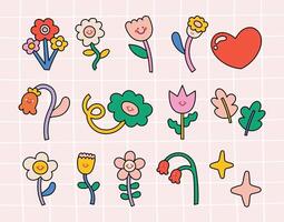 flat design vector cute kawaii colorful flower floral wallpaper background