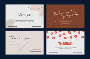 flat design vector cute thank you card collection set