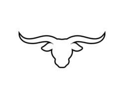 Longhorn bull head line icon vector isolated on white background.