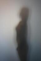 Side View of Woman Silhouette Behind Frosted Glass photo