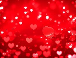 AI generated A Red Blurred Valentines day background with Glowing Hearts photo