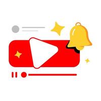 obtener notificación nuevo vídeo desde un canal concepto ilustración plano diseño vector. moderno gráfico elemento para aterrizaje página, vacío estado ui, infografía, icono vector