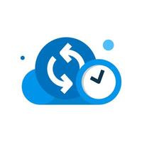 Auto backup file to cloud storage, data synchronization every minute or hour concept illustration flat design vector. simple modern graphic element for landing page ui, infographic, icon vector