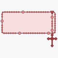 Vector design of frame for photography with Catholic rosary, rosary with Christian cross with square shape, symbol of the Catholic religion