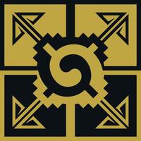 Vector design of Aztec civilization tribal symbol, Mexican indigenous geometric pattern design
