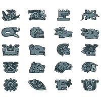 Vector design of symbols of ancient Aztec Civilization, hieroglyphs of the Aztec calendar