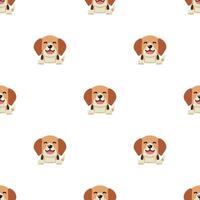 Vector cartoon character beagle dog seamless pattern background