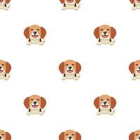 Vector cartoon character beagle dog seamless pattern background