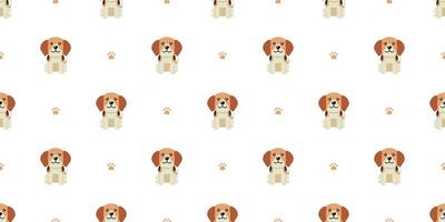 Cartoon character beagle dog seamless pattern background vector