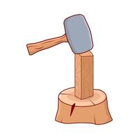 hammer with tree trunk illustration vector