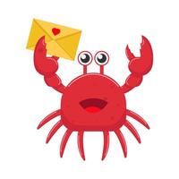 crab with mail illustration vector