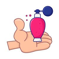 bottle parfume in hand illustration vector