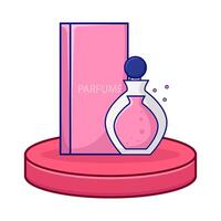 bottle spray with box packaging in display illustration vector