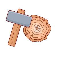 hammer with tree trunk illustration vector