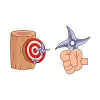 shuriken in hand with arrow board illustration vector