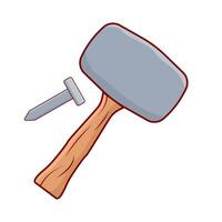 hammer with nail illustration vector