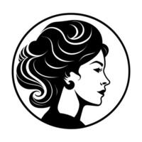 Beautiful Minimalist Vector Woman Icon. Head and Hair Symbol Illustration for Beauty or Health Organisation. . Vector illustration
