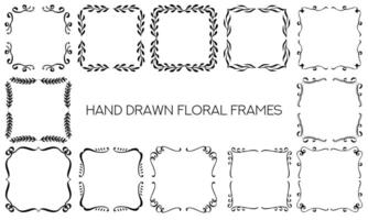 Set of Hand Drawn Ornamental Monogram Frames. Decorative Vector Floral Design Elements Collection. . Vector illustration