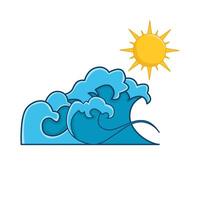 sea wave with sun illustration vector