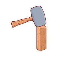 hammer with tree trunk illustration vector