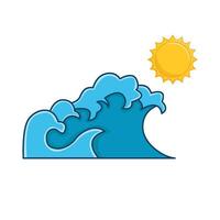 sea wave with sun illustration vector